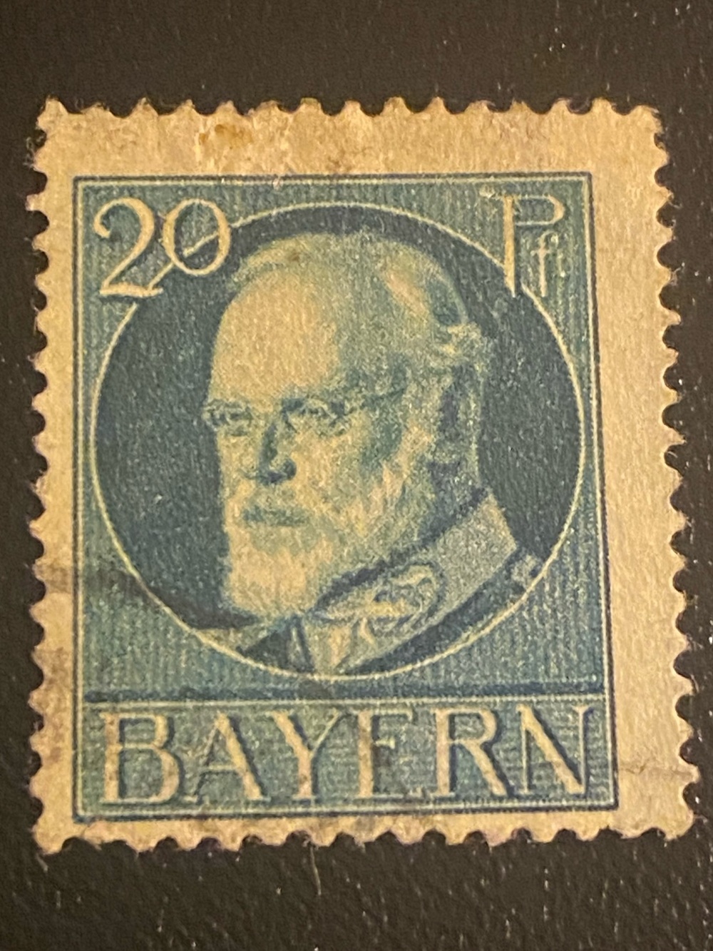 20 Pfennig "Bayern" stamp featuring King Ludwig III.